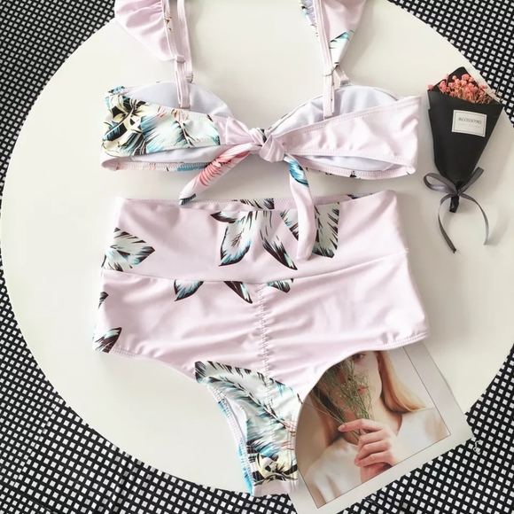 Last S! Floral Tie Back Highwaisted Bikini Set - Picture 5 of 8